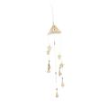 DecMode 32 Gold Mango Wood Star Windchime with Glass Beads and Cone Bells