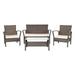 SAFAVIEH Avaron Outdoor Patio 4 Piece Conversation Set Brown/Grey