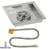 American Fireglass 12 in. Square Stainless Steel Drop-In Pan with Match Light Kit - Natural Gas