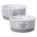 Pet Bowl Paw Patch Stripe Gray Small 4.25x2 Set/2