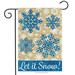 Let It Snow Burlap Winter Garden Flag Snowflakes 12.5 x 18 Briarwood Lane