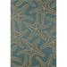 Art Carpet 29403 3 x 4 ft. Plymouth Collection Starfish Flat Woven Indoor & Outdoor Area Rug Blue