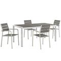 Modern Contemporary Urban Design Outdoor Patio Balcony Garden Furniture Side Dining Chair and Table Set Aluminum Metal Steel Grey Gray