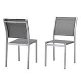 Modern Contemporary Urban Design Outdoor Patio Balcony Garden Furniture Side Dining Chair Set Aluminum Metal Steel Grey Gray