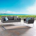 Modway Stance 2 Piece Outdoor Patio Aluminum Sectional Sofa Set in White Gray
