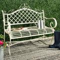 SAFAVIEH Abner Outdoor Patio Wrought Iron Garden Bench Antique White