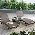 All Weather Synthetic Mesh Brown Chaise Lounger Set