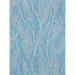 Unique Loom Leaf Indoor/Outdoor Botanical Rug Light Aqua/Ivory 9 x 12 Rectangle Floral / Botanical Modern Perfect For Patio Deck Garage Entryway