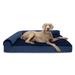 FurHaven Pet Products Plush & Velvet Memory Foam Deluxe L-Chaise Pet Bed for Dogs & Cats - Deep Sapphire Jumbo Plus