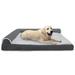 FurHaven Pet Products Two-Tone Faux Fur & Suede Memory Top Deluxe Chaise Lounge Pet Bed for Dogs & Cats - Stone Gray Jumbo Plus