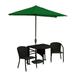 Blue Star Group Terrace Mates Genevieve All-Weather Wicker Java Color Table Set w/ 7.5 -Wide OFF-THE-WALL BRELLA - Green Olefin Canopy