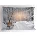 Ambesonne Winter Pillow Sham City Park Sunset Forest 26 X 20 Umber White Orange