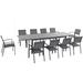 Cambridge Outdoor Nova 11-Piece Dining Set in Grey with Chairs and 29.5 in. Aluminum Frame Dining Table Seats 10