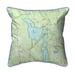 Betsy Drake SN870 Square Pond ME Nautical Map Small Corded Indoor & Outdoor Pillow - 12 x 12 in.