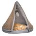 Pet Cave Bed â€“ Cat Teepee with Non-Slip Bottom Removable Pet Tent and Memory Foam Cushioned Cat Bed for Kittens or Small Dogs by PETMAKER (Tan)