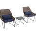 MÅ�d Furniture MONTK3PC-NVY Montauk 3-Piece Wicker Scoop Chat Set with Navy Cushions