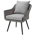 Modern Contemporary Urban Design Outdoor Patio Balcony Garden Furniture Lounge Chair Armchair Rattan Wicker Aluminum Metal Grey Gray