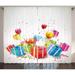 Birthday Curtains 2 Panels Set Surprise Boxes with Bow Ties Confetti Rain Colorful Balloons Celebratory Set Up Window Drapes for Living Room Bedroom 108W X 63L Inches Multicolor by Ambesonne