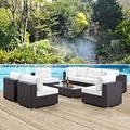 Modway Convene 8 Piece Outdoor Patio Sectional Set in Espresso White