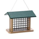 Birds Choice SNBLOCK Recycled Seed & Suet Block Feeder 1 Seed or Suet Block Taupe Base w/ Green Roof