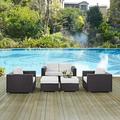 Modway Convene 5 Piece Outdoor Patio Sofa Set in Espresso White