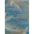 Couristan 7.5 x 10.75 Blue and Beige Tropical Palms Rectangular Outdoor Area Throw Rug