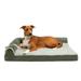 FurHaven Pet Products Two-Tone Faux Fur & Suede Cooling Gel Top Deluxe Chaise Lounge Pet Bed for Dogs & Cats - Dark Sage Jumbo