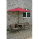 TERRACE MATES ADENA All-Weather Wicker Coffee Color Table Set w/ 7.5 -Wide OFF-THE-WALL BRELLA - Red Olefin Canopy