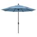 California Umbrella 11 Rd. Alum/Fiberglass Rib Patio Umb Crank Lift/Collar Tilt Dbl Wind Vent Black Finish Sunbrella Fabric Air Blue