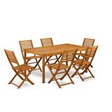 East West Furniture Cameron 7-piece Wood Patio Furniture Set in Natural Oil