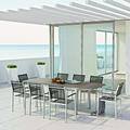 Modway Shore 9 Piece Outdoor Patio Aluminum Dining Set in Silver Black