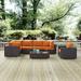 Modway Convene 7 Piece Outdoor Patio Sectional Set in Espresso Orange