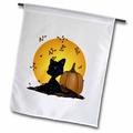 3dRose Black Cat With Pumpkins And Halloween Moon - Garden Flag 12 by 18-inch