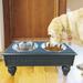 Raised Wooden Pet Double Diner with Stainless Steel Bowls - Charcoal Gray - Medium