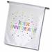 3dRose Joyeux anniversaire - Happy birthday in French colorful rainbow text - Garden Flag 12 by 18-inch