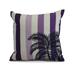 Simply Daisy 18 x 18 Thin Stripe Palm Stripe Print Outdoor Pillow Purple