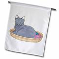 3dRose Gray Cat In A Basket - Garden Flag 12 by 18-inch