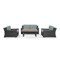 Crosley Beaufort 4 Piece Wicker Patio Sofa Set in Brown and Mist