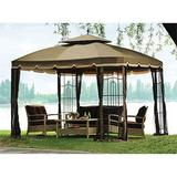 Garden Winds Replacement Canopy Top and Side Mosquito Netting Set for Big Lots Bay Window Gazebo Riplock 350