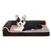 FurHaven Pet Products Two-Tone Faux Fur & Suede Orthopedic Deluxe Chaise Lounge Pet Bed for Dogs & Cats - Espresso Medium