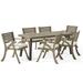 Gabrielle Outdoor 7 Piece Acacia Wood Dining Set Gray