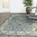 SAFAVIEH Courtyard Dani Damask Bordered Indoor/Outdoor Area Rug 7 10 x 7 10 Square Blue/Natural