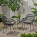 Louise Outdoor Woven Faux Rattan Chairs with Cushions Set of 2 Gray and Dark Gray