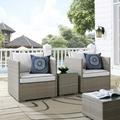 Modway Repose 3 Piece Outdoor Patio Sectional Set in Light Gray White