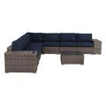 Living Source International 10-Piece Sectional Set with Cushions in Navy Blue