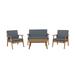 Linon Cole Outdoor Chat 4-Piece Seating Set Brown Finish with Gray Fabric