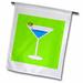 3dRose Bright Blue Martini in Glass with Olive - Green Background - Garden Flag 12 by 18-inch