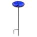 Achla Designs 14 In Hand Blown Crackle Glass Birdbath w/ Stake Cobalt Blue