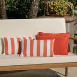 Noble House Coronado Stripedd Rectangular Throw Pillow in Orange (Set of 4)