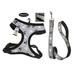 Grey & Black Reflective Pawprint Matching Dog Harness & Lead Sets Night Safety(Large - 19 to 26 inch)